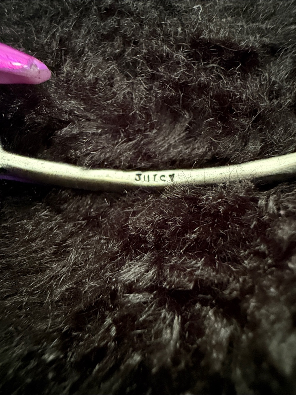 Y2K Juicy Couture Crystal Silver Pave Icon Bangle Bracelet Sz 7.5 - Picture 6 of 6